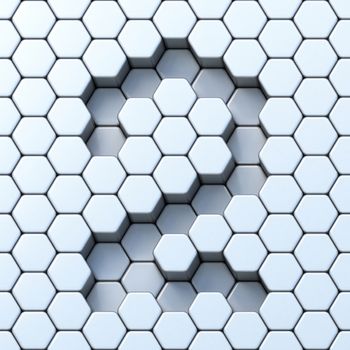 Hexagonal grid number TWO 2 3D render illustration