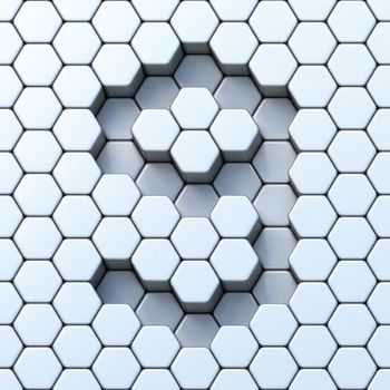 Hexagonal grid number NINE 9 3D render illustration