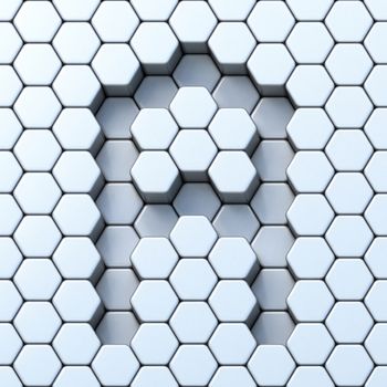 Hexagonal grid letter A 3D render illustration