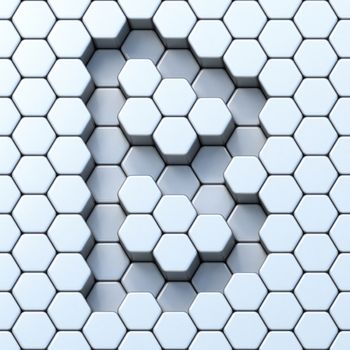 Hexagonal grid letter B 3D render illustration