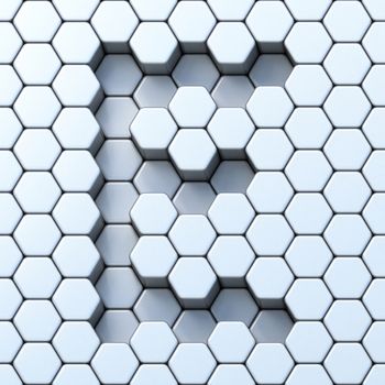 Hexagonal grid letter E 3D render illustration
