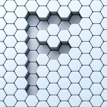 Hexagonal grid letter F 3D render illustration