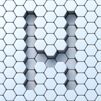 Hexagonal grid letter H 3D render illustration