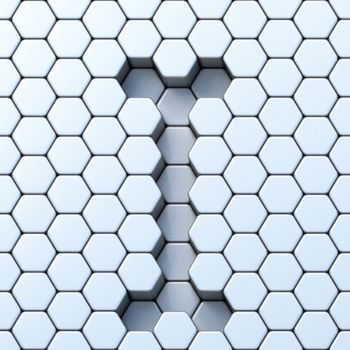 Hexagonal grid letter I 3D render illustration