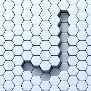 Hexagonal grid letter J 3D render illustration