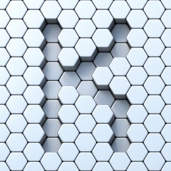 Hexagonal grid letter K 3D render illustration