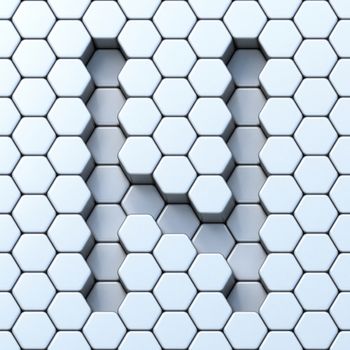 Hexagonal grid letter N 3D render illustration