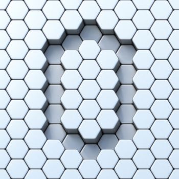 Hexagonal grid letter O 3D render illustration
