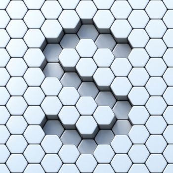Hexagonal grid letter S 3D render illustration
