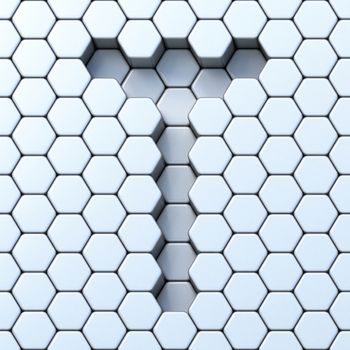 Hexagonal grid letter T 3D render illustration