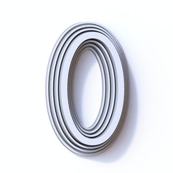 Three steps font number 0 ZERO 3D render illustration isolated on white background