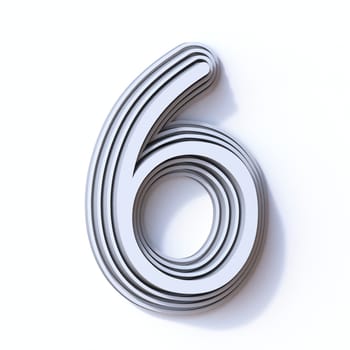 Three steps font number 6 SIX 3D render illustration isolated on white background