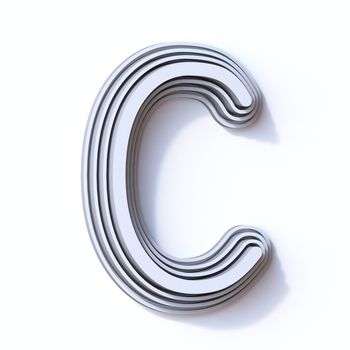 Three steps font letter C 3D render illustration isolated on white background