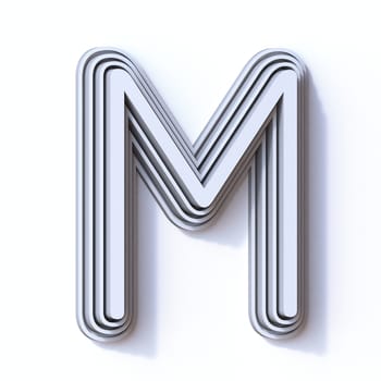 Three steps font letter M 3D render illustration isolated on white background