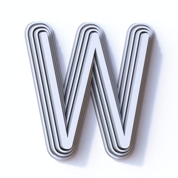 Three steps font letter W 3D render illustration isolated on white background