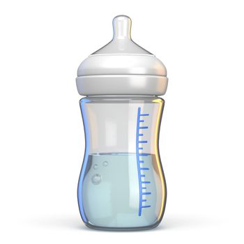 Baby bottle opened 3D rendering illustration isolated on white background