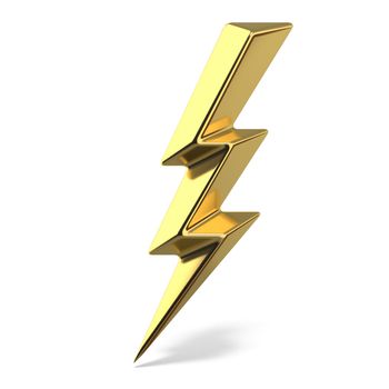 Golden lightning triple symbol one side sharp 3D rendering illustration isolated on white background