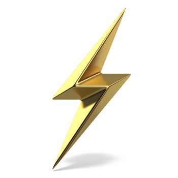 Golden lightning double symbol two sides sharp 3D rendering illustration isolated on white background