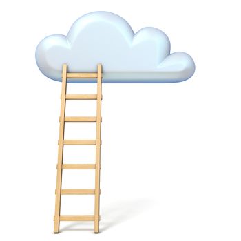 Cloud shape and ladder 3D rendering illustration isolated on white background