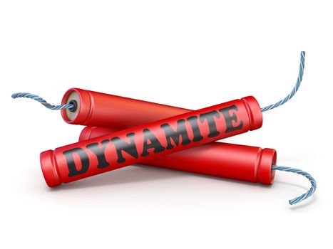 Red dynamite sticks 3D rendering illustration isolated on white background