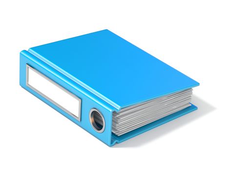 Blank blue ring binder 3D rendering illustration isolated on white background