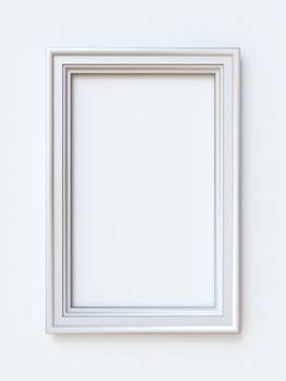 White picture frame rectangular 3D rendering illustration isolated on white background