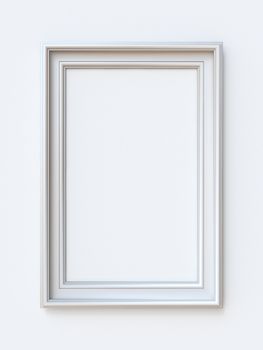 White picture frame rectangular 3D rendering illustration isolated on white background