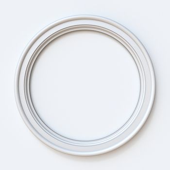 White picture frame circular 3D rendering illustration isolated on white background