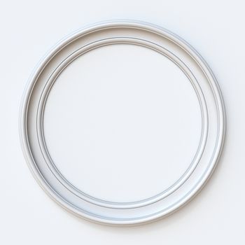 White picture frame circular 3D rendering illustration isolated on white background
