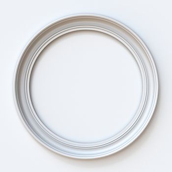 White picture frame circular 3D rendering illustration isolated on white background