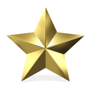 Golden star 3D rendering illustration isolated on white background