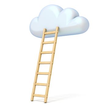Cloud shape and ladder 3D rendering illustration isolated on white background