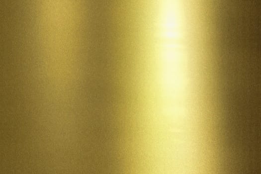 Light shining on wave golden metal wall, abstract texture background