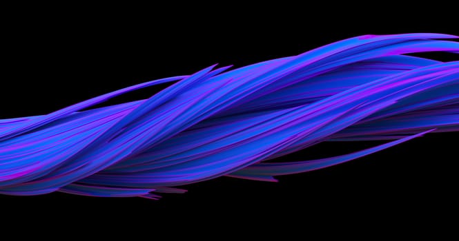 Abstract twisted lines. Modern design shape on dark background. Digital technology concept. Liquid color brush stroke. 3d render