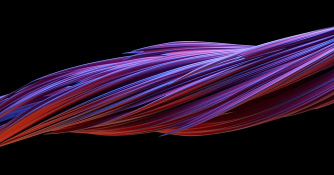 Abstract twisted lines. Modern design shape on dark background. Digital technology concept. Liquid color brush stroke. 3d render