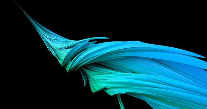 Abstract twisted lines. Modern design shape on dark background. Digital technology concept. Liquid color brush stroke. 3d render