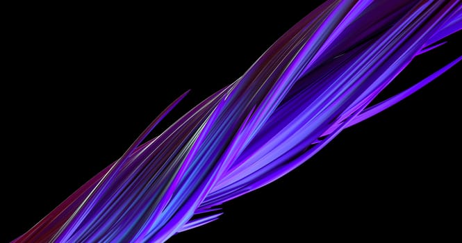 Abstract twisted lines. Modern design shape on dark background. Digital technology concept. Liquid color brush stroke. 3d render