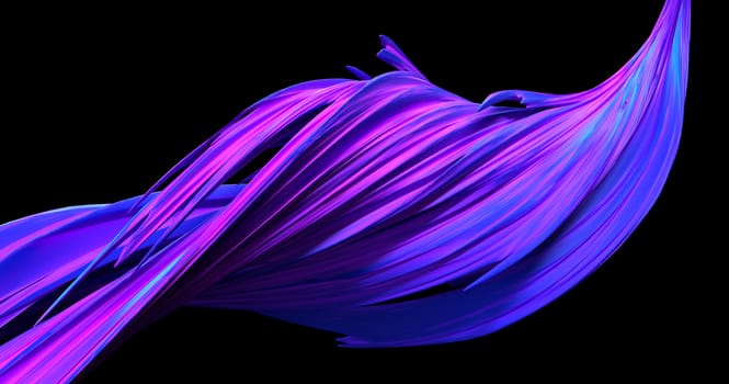 Abstract twisted lines. Modern design shape on dark background. Digital technology concept. Liquid color brush stroke. 3d render