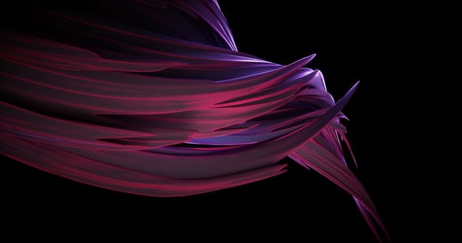 Abstract twisted lines. Modern design shape on dark background. Digital technology concept. Liquid color brush stroke. 3d render