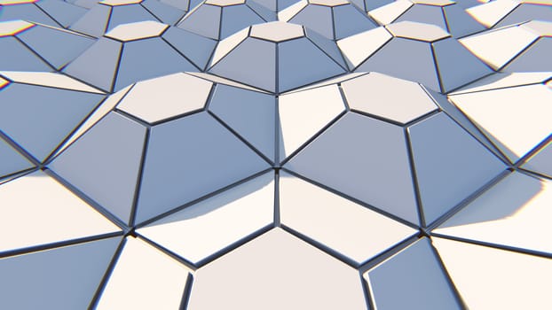 White geometric hexagonal abstract background. 3D illustration