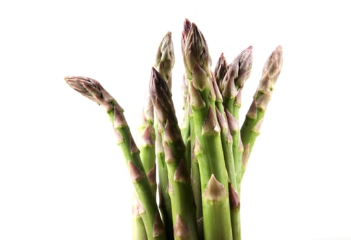 Close-Up Of Asparaguses Against White Background