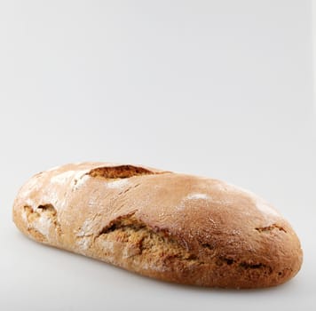 Freshly Baked Bread Against White Background