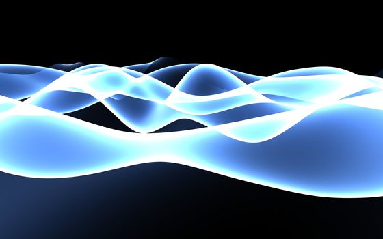 Smooth glowing blue plasma wave abstract background. 3D illustration