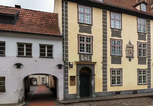 Street with the historical houses in the old town of Riga, Latvia