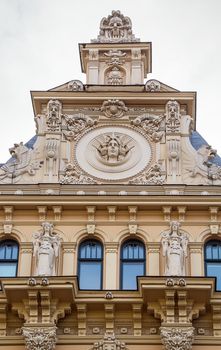 facade fragment of art Nouveau style house in the Centre of Riga, Latvia (Alberta street 13)