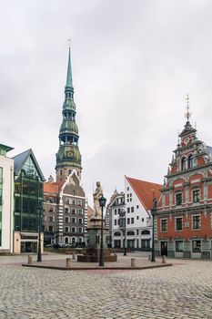 Town Hall Square in Riga with Roland statue, Latvia