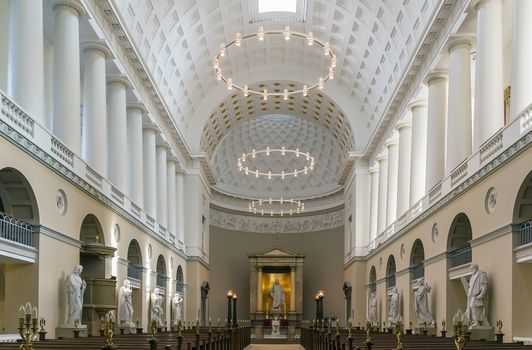 The Church of Our Lady is the cathedral of Copenhagen and the National Cathedral of Denmark. Statues by Bertel Thorvaldsen depicting Jesus Christ and his Apostles