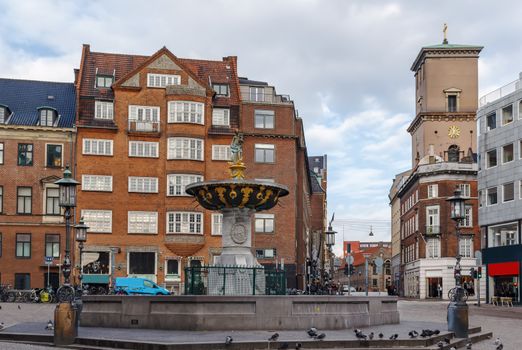square with fountain in the Copenhagen center, Denmark