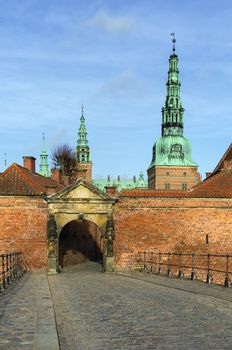 the entrance bridge to Frederiksborg slot, Denmark