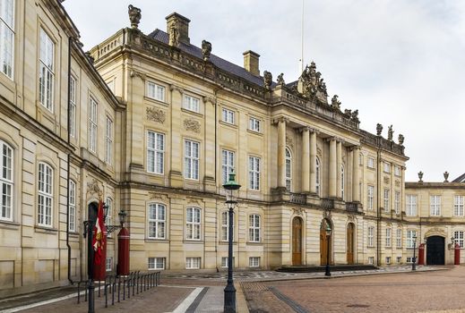 Amalienborg is the winter home of the Danish royal family, and is located in Copenhagen, Denmark.